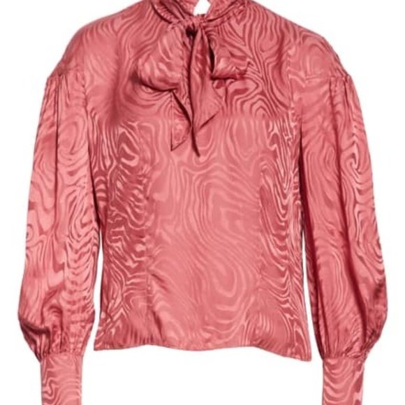 Rebecca Taylor Tie Neck Long Sleeve Silk Blouse - Picture 4 of 5